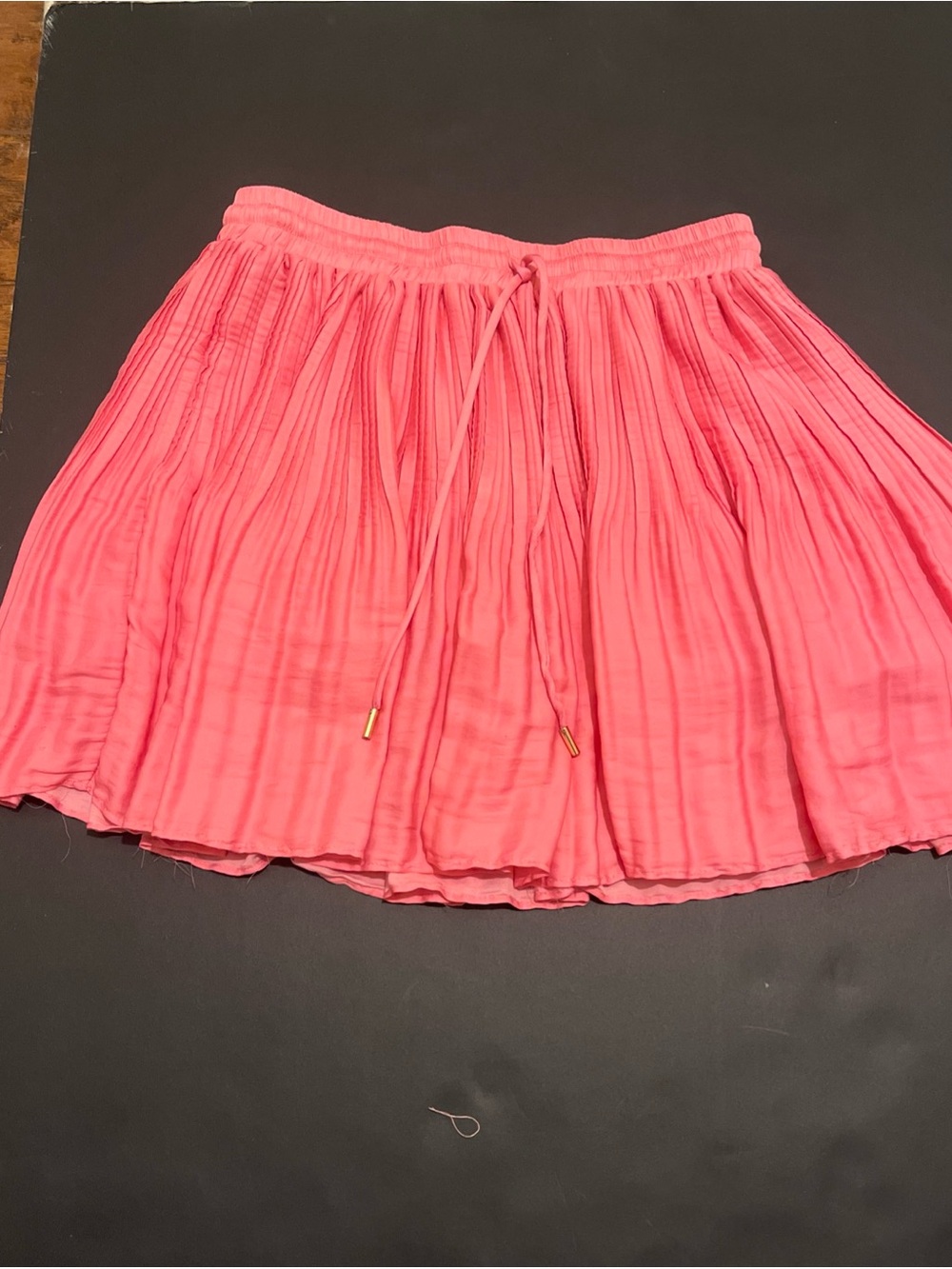 Mustard Seed Coral Pink Pleated Drawstring Mini Skirt M